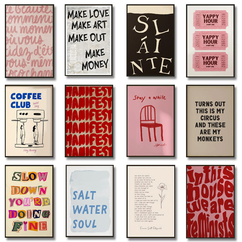 Resin Art Home Decor - Simple Trendy Text Printing Poster, Simple