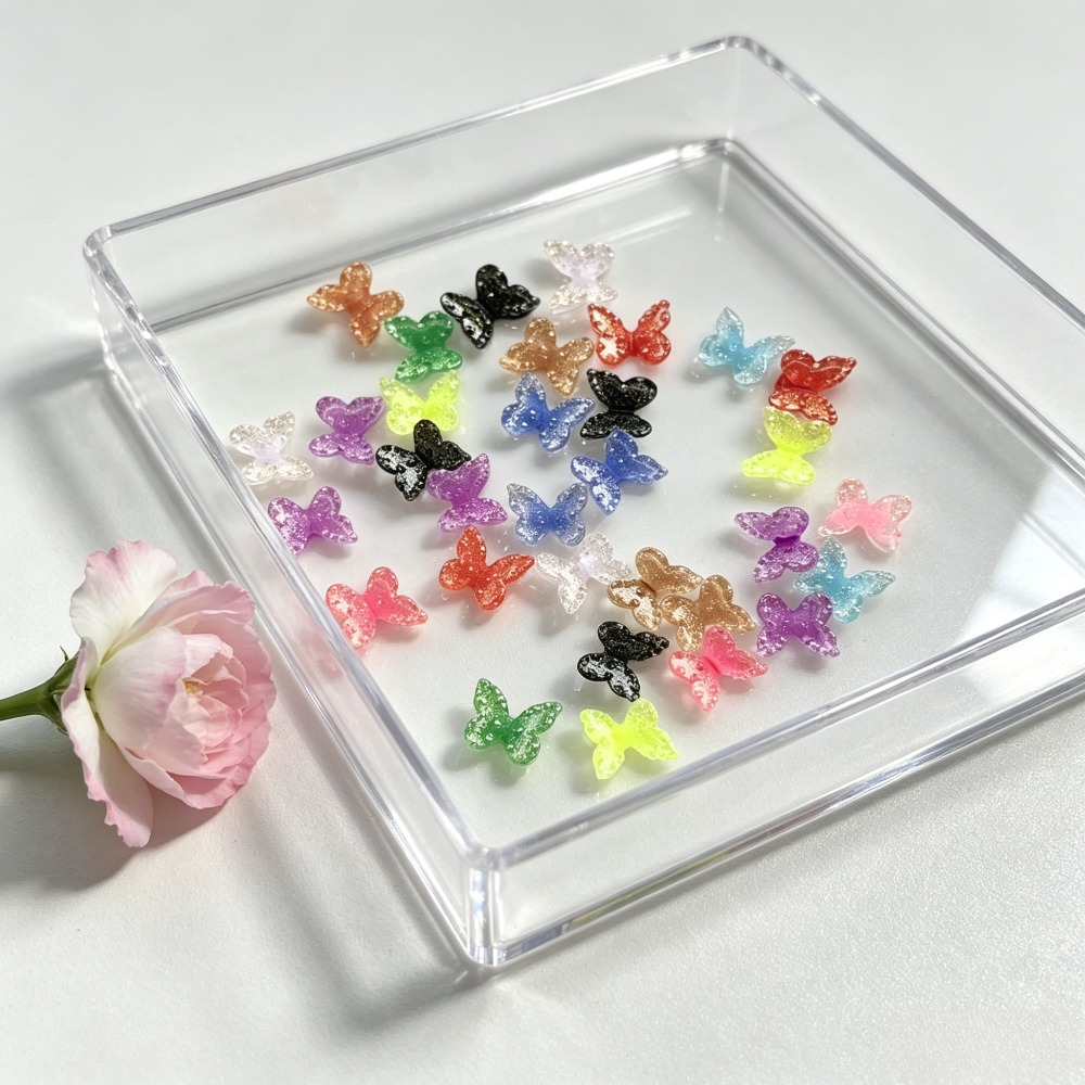 Resin Art Earrings Design - 60pcs Butterfly shape 6.8*7.8mm Stud earrings