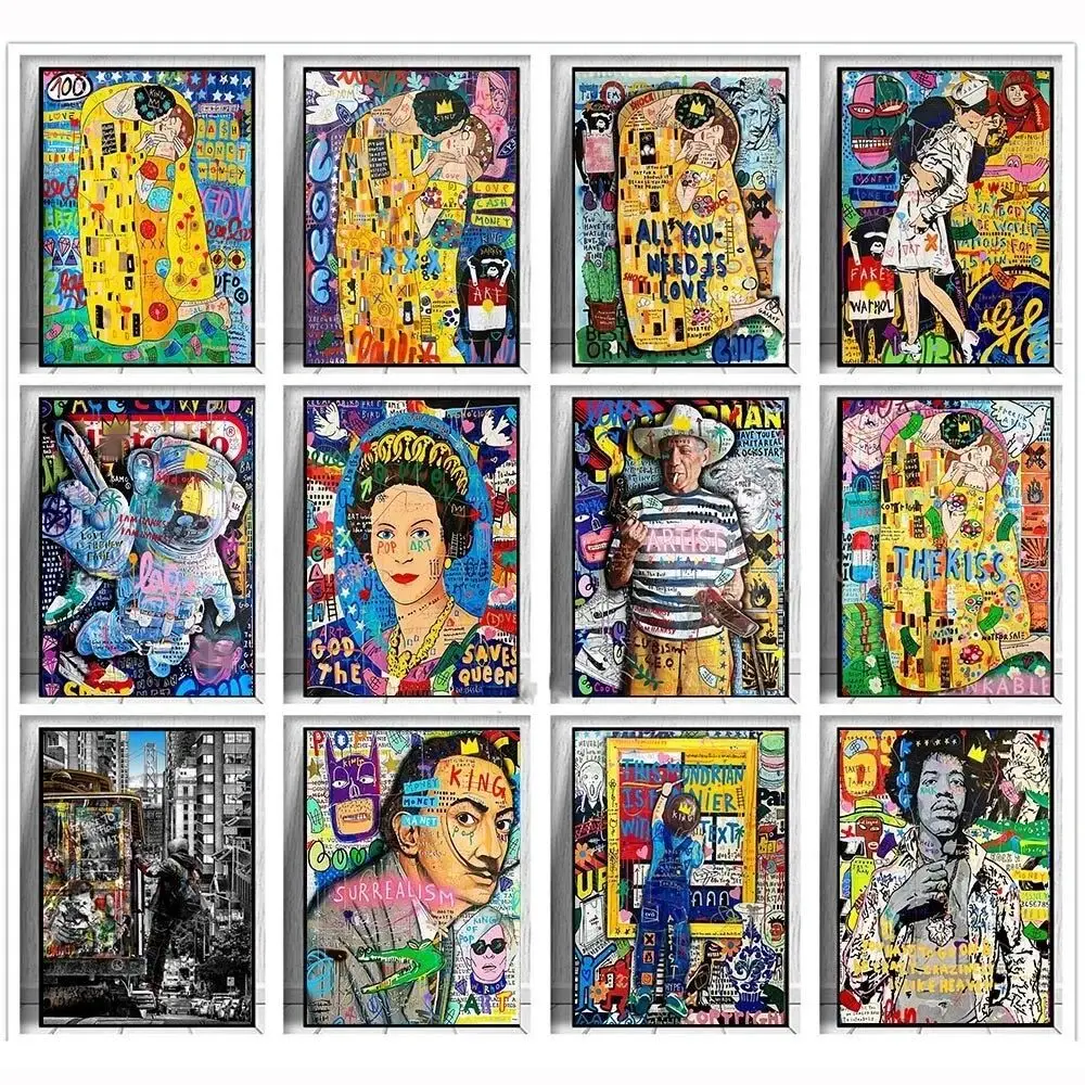 Resin Art Home Decor - Banksy Art Gustav Klimt Kiss Graffiti