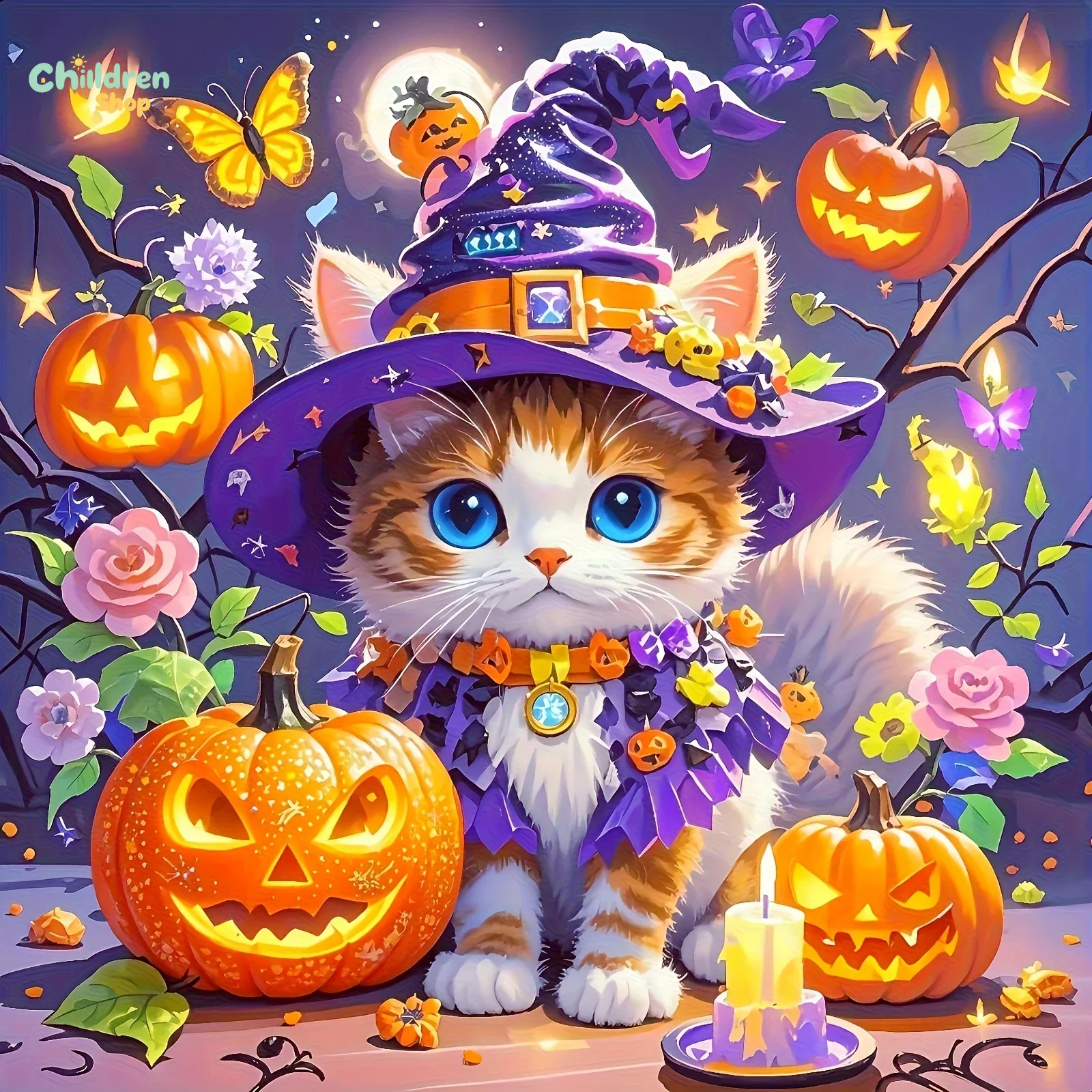 Resin Art Home Decor - Halloween Wizard Cat Diamond Painting Kits