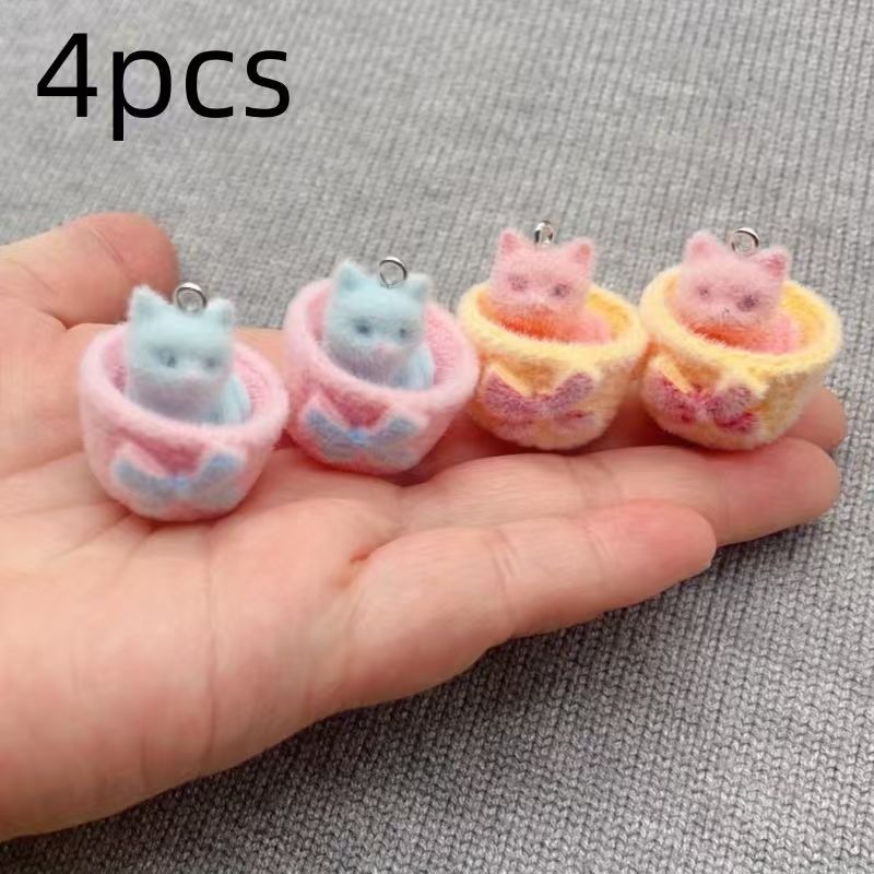 4pcs 3D plush resin cat pendan - đánh giá và giá Resin Art Notes