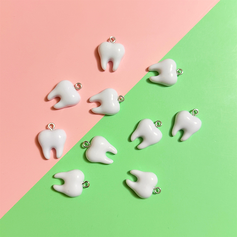 10pcs Cute White Teeth Resin P - đánh giá và giá Resin Art Notes