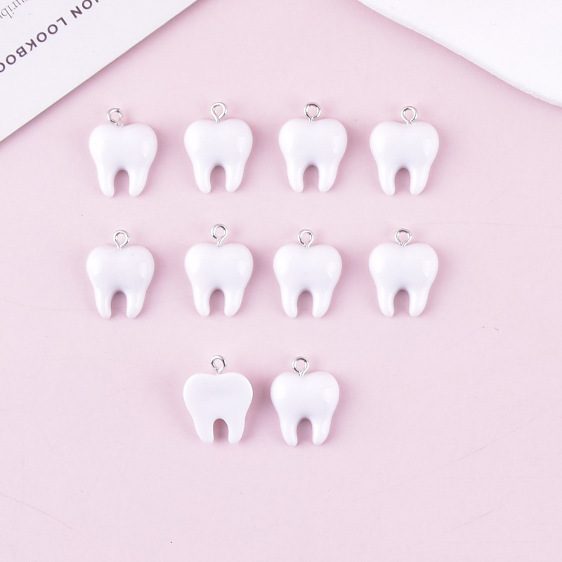 10pcs Cute White Teeth Resin P - đánh giá và giá Resin Art Notes