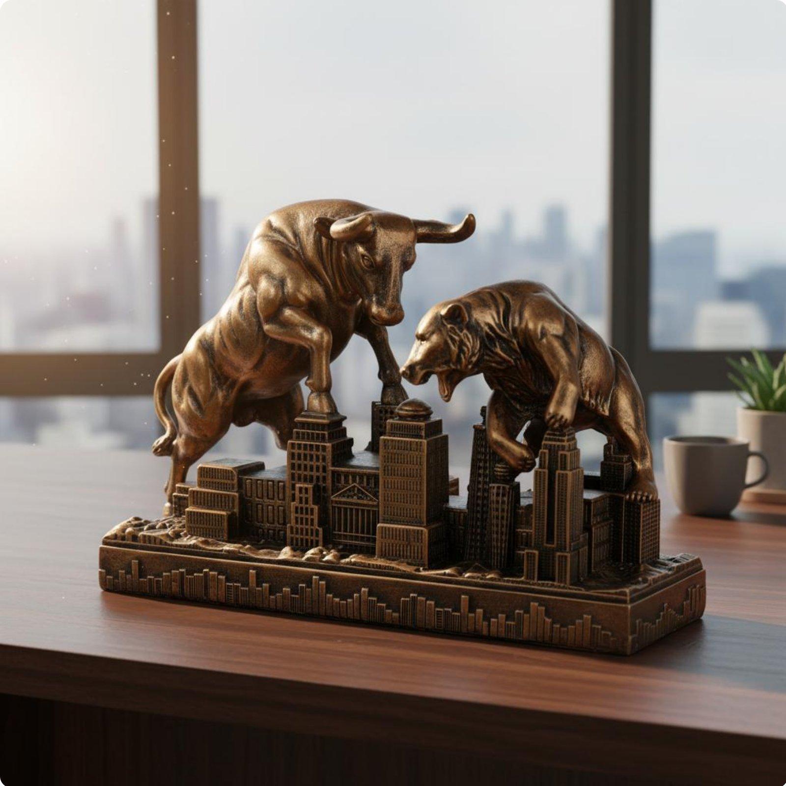 Motivational Bull Bear Statue  - đánh giá và giá Resin Art Business
