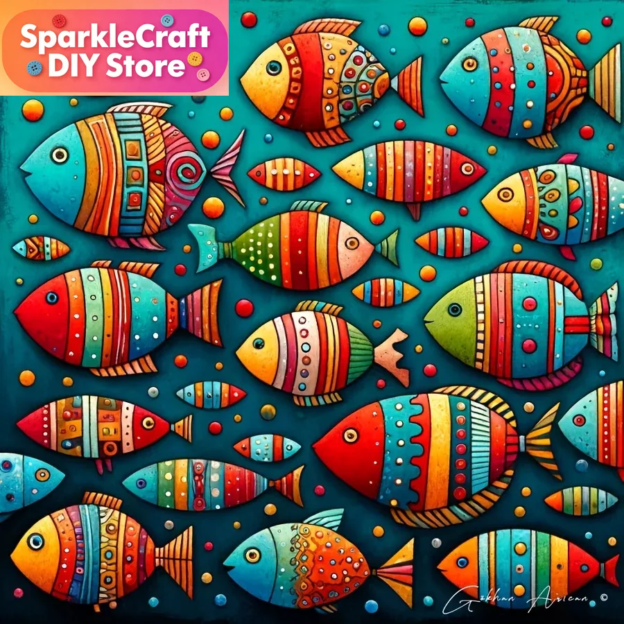 Colorful Whimsical Fish School - đánh giá và giá Resin Art Home Decor